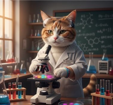 Chatte virologue illustrant une formation microbiologie hospitalière